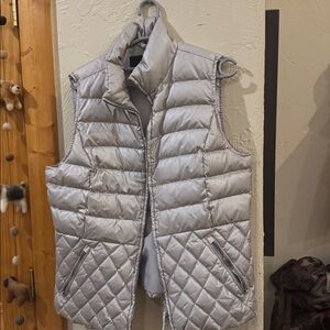 Talbots Elegant Silver Quilted Vest